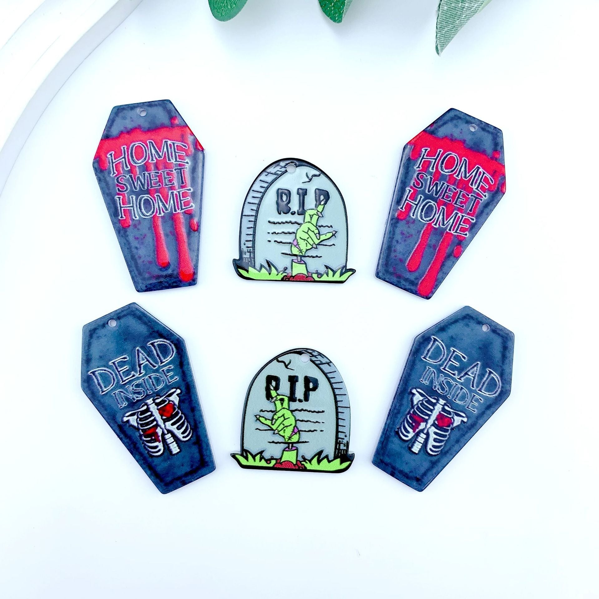 Wholesale 30pcs/pack double-sided horror pendant DIY accessories Acrylic Flatback